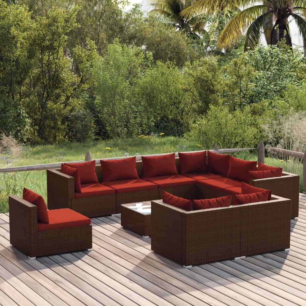 Patio Lounge Set Outdoor Sectional Sofa Set Table Garden Poly Rattan vidaXL