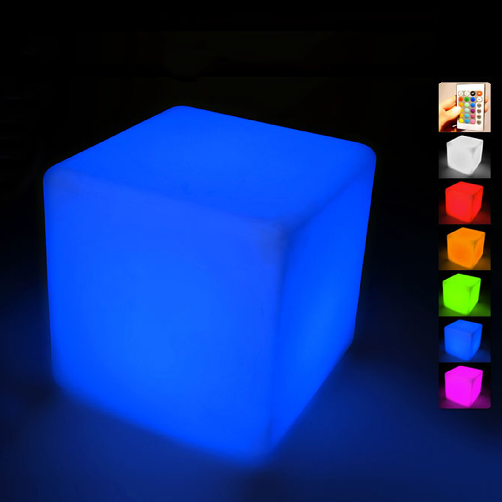 17″ LED Cube Light Pub Bar Stool W/Remote Control 16 RGB Colors Changing Chair