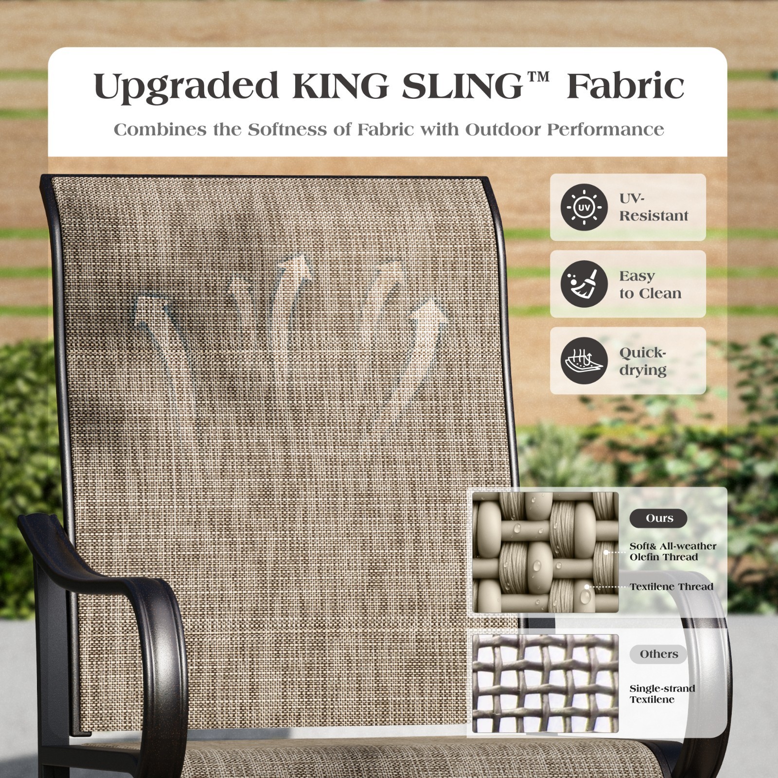 5 Piece Patio Table Chairs Set Outdoor Dining Set MDF Tabletop w/ Umbrella Hole