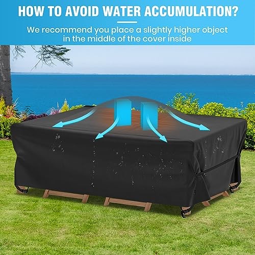 Patio Table Chairs Set Cover Square Waterproof Rectangular-74″Lx47″Wx28″H