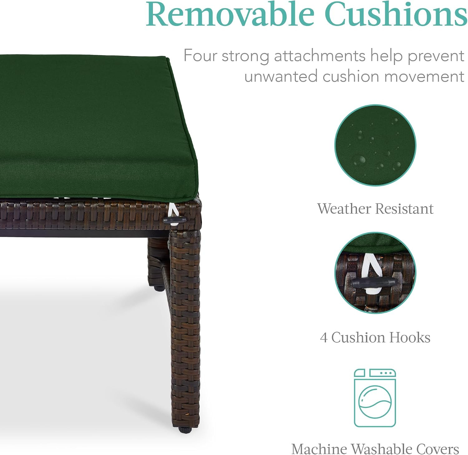Set of 2 Wicker Ottomans, Multipurpose Outdoor Furniture for Patio, Backyard, Ad