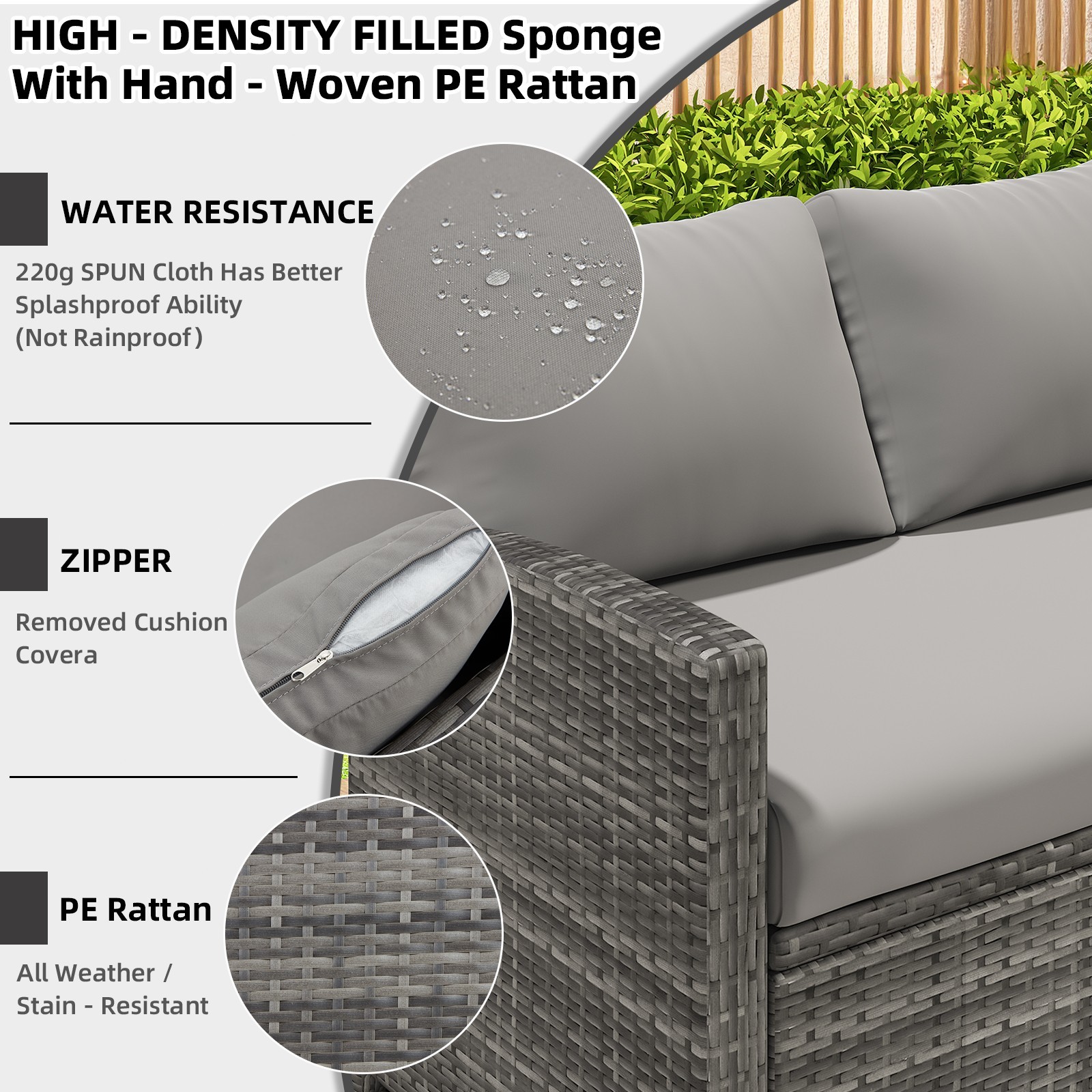 Patio Furniture Sets 7-Pieces Outdoor Sectional Sofa Rattan Wicker Sofa W/ Table