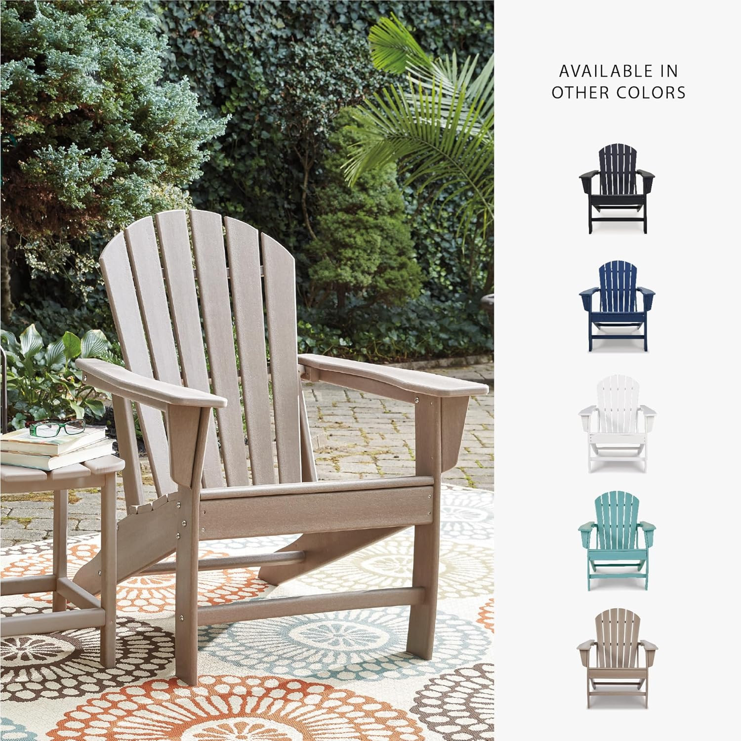 Sundown Treasure Outdoor Patio HDPE Adirondack Chair, Light Brown