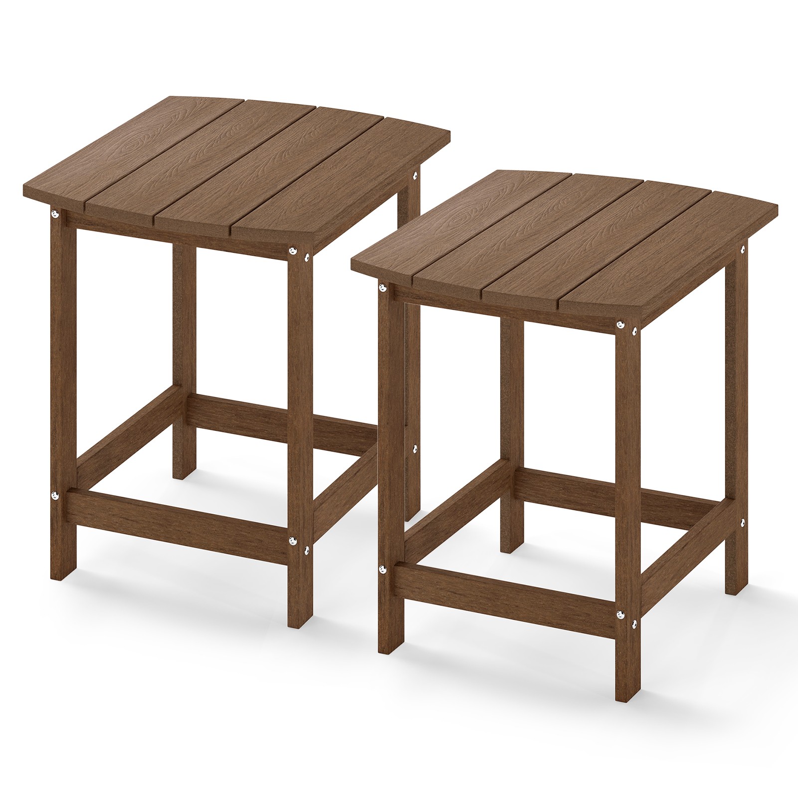 2PCS 18″ Patio Adirondack Side Table, Weather Resistant, HDPE for Garden, Brown