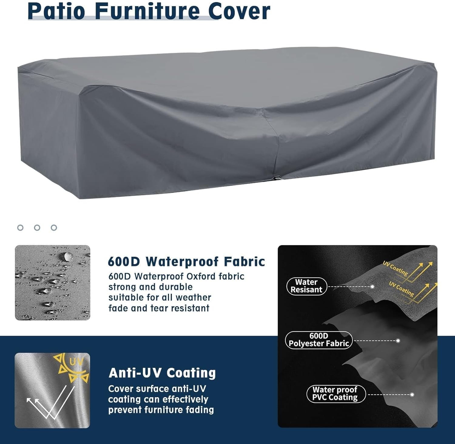 Patio Furniture Sets with Waterproof Cover, 7 Pieces Outdoor Rattan Sectional So