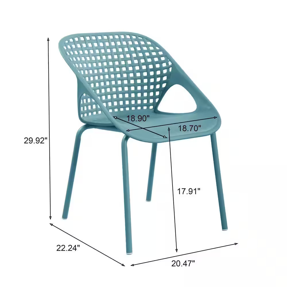 Zoe Sky Blue 3-Piece Plastic round Table Patio Outdoor Bistro Set Chair with Met