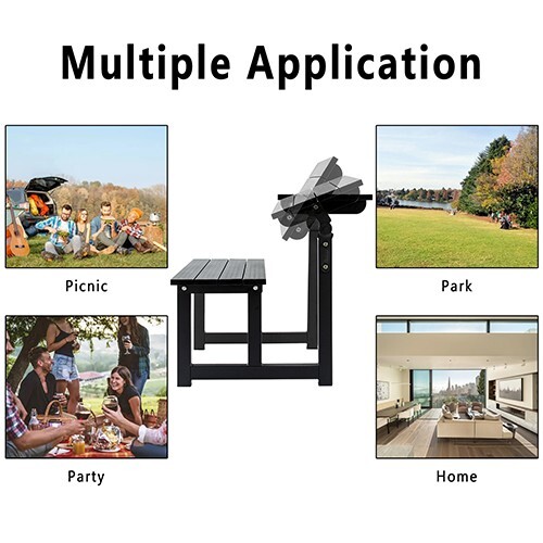 TECSPACE All New Aluminum Black Outdoor Convertible Bench All-in-one Table&Bench
