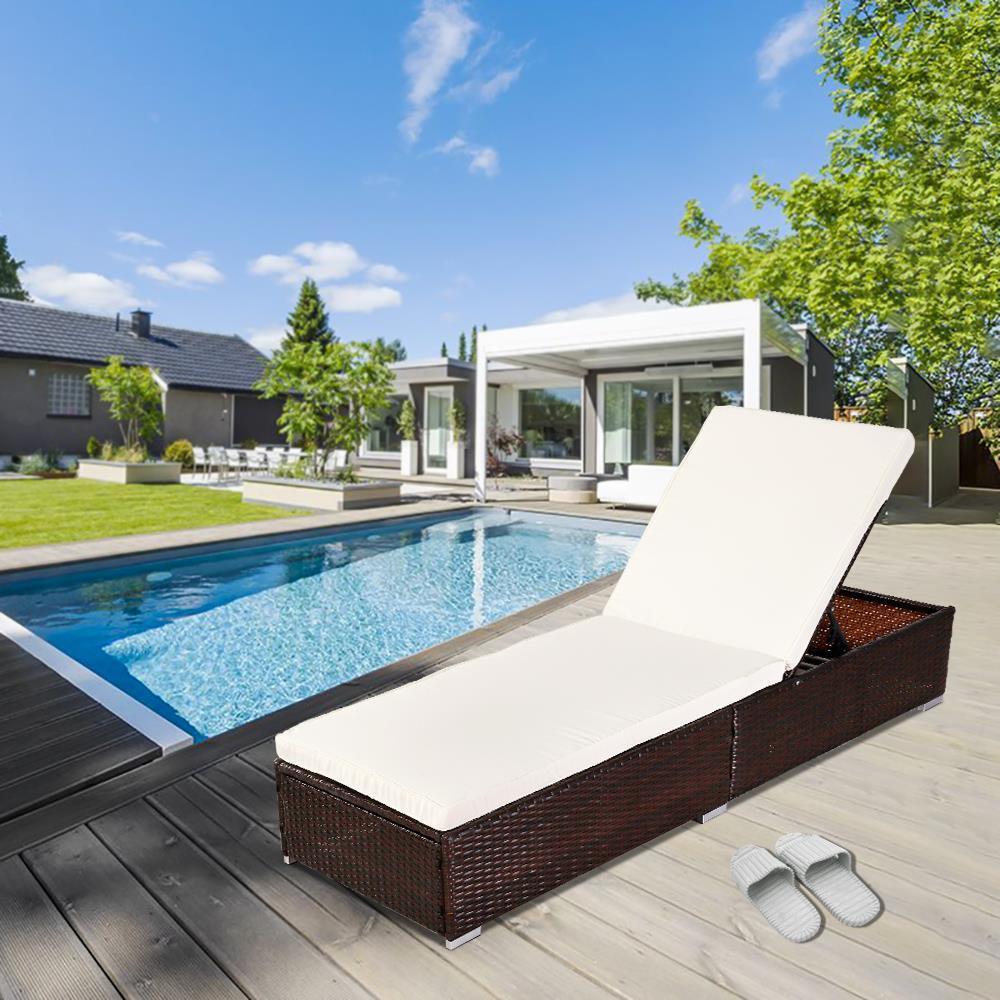 Oshion Sun Lounger Rattan Wicker Garden Outdoor Day Bed Chair Recliner