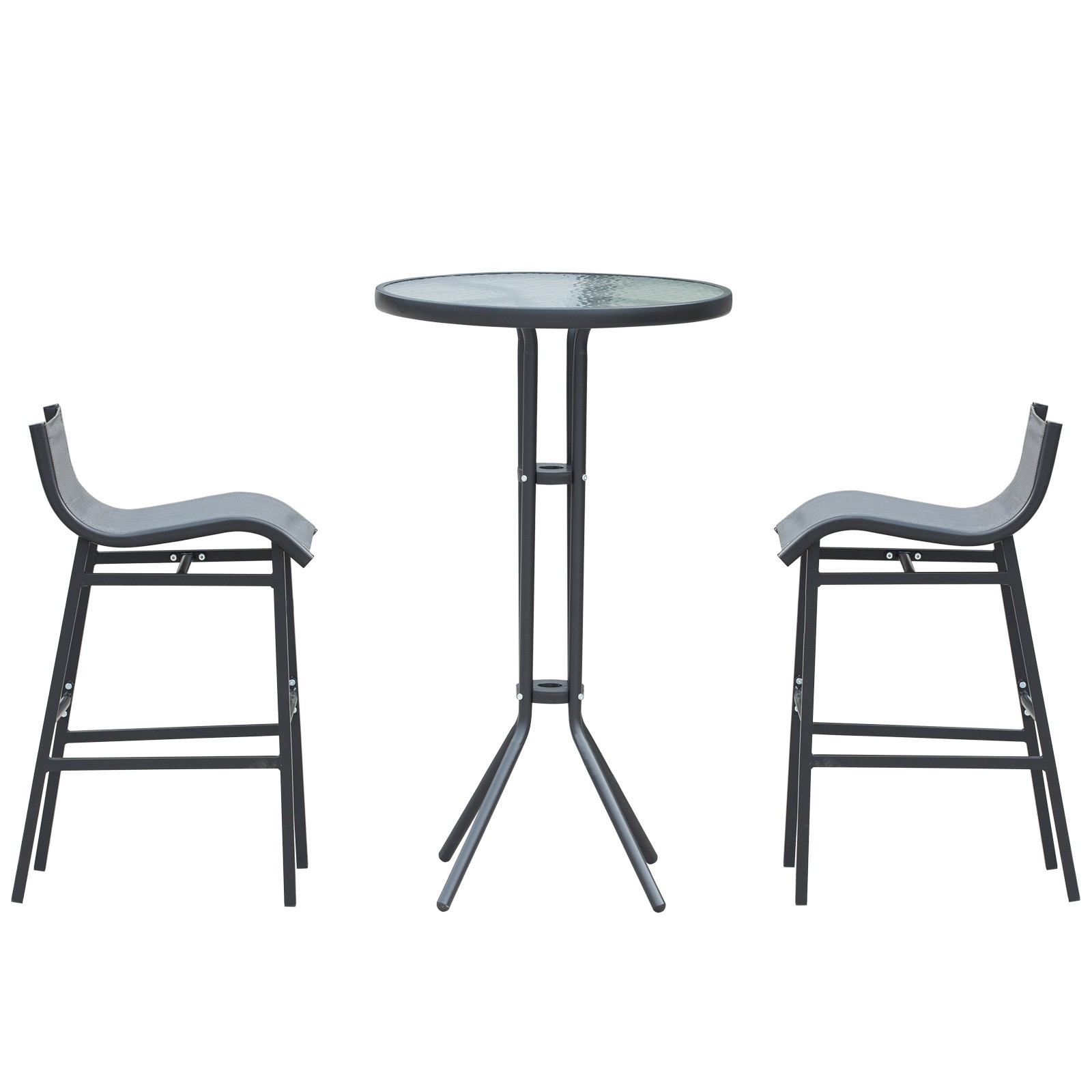 3pc Outdoor Patio Bar Table Chairs Bistro Set Garden Pool Backyard Furniture