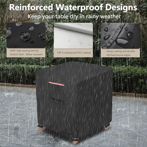 Patio Wicker Side Table Cover,Waterproof Square 22″W x 22″D x 18″H Table-black
