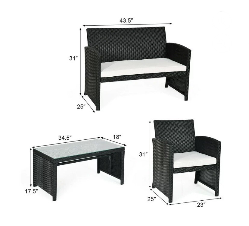 Costway HW63755 Outdoor Patio Rattan Wicker Furniture Set Table Sofa