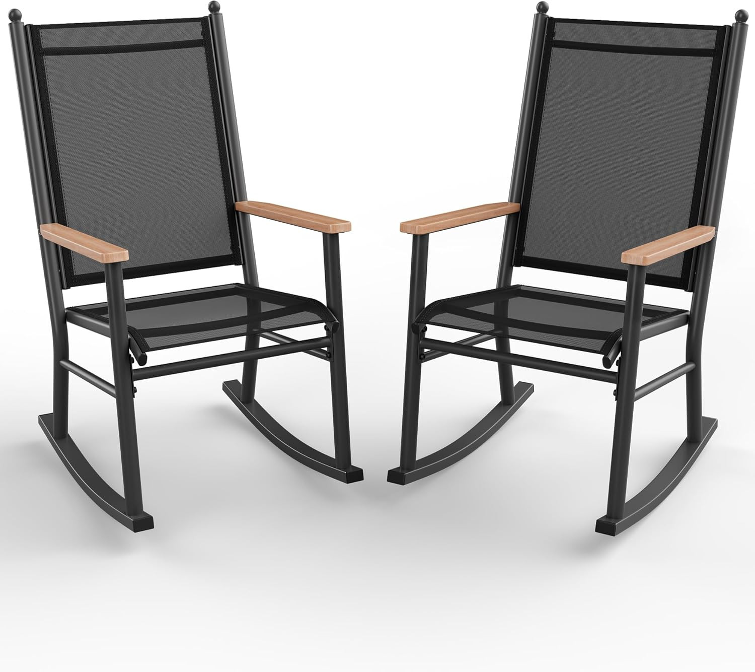 Outdoor Rocking Chairs Set of 2,Upgraded High Back Patio Rocking Chair Set,Breat