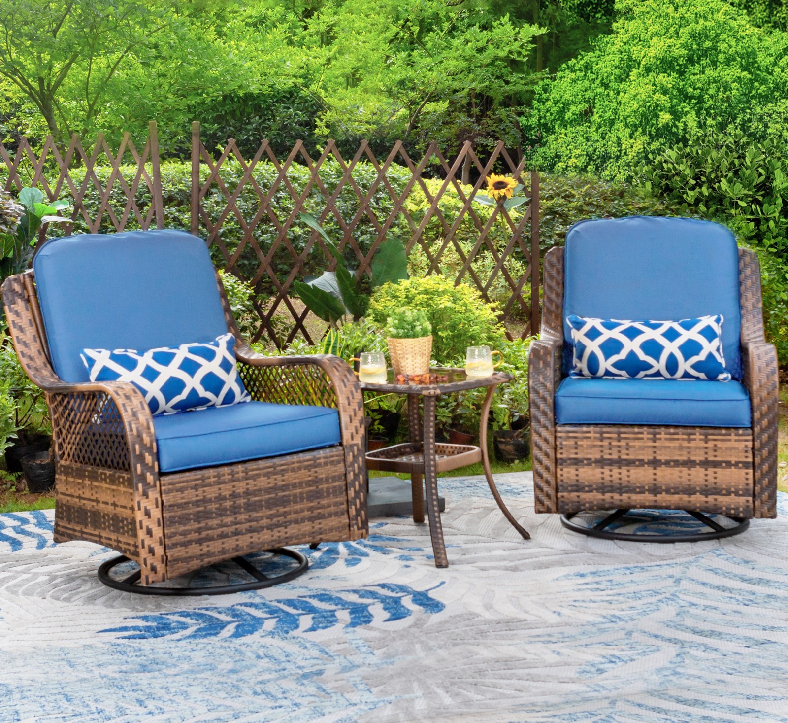 3Pcs Outdoor Furniture Patio Furniture Rattan Furniture Patio Conversation Set