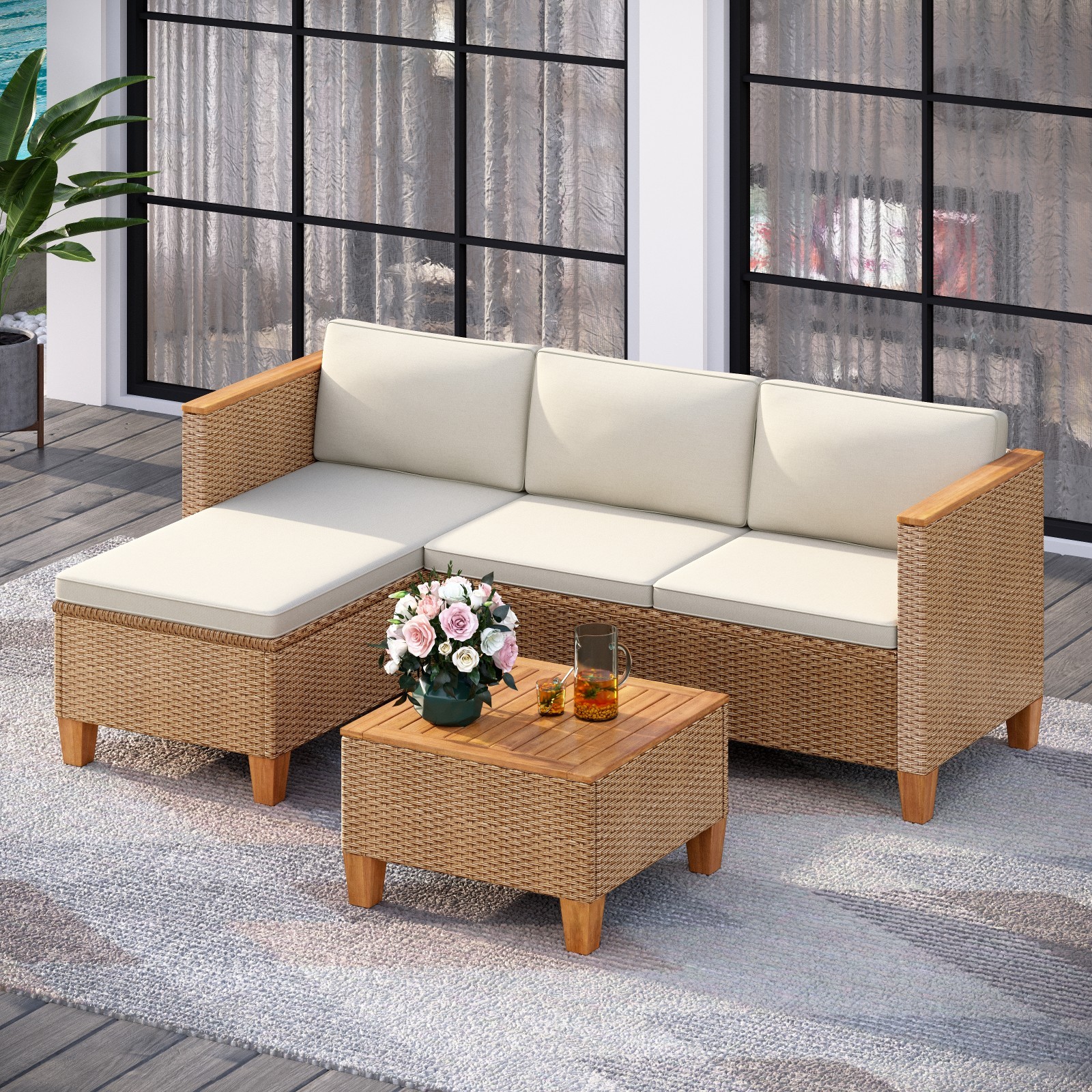 Patio Conversation Set Outdoor Wicker Sofa Outdoor Furniture Set Rattan Sofa