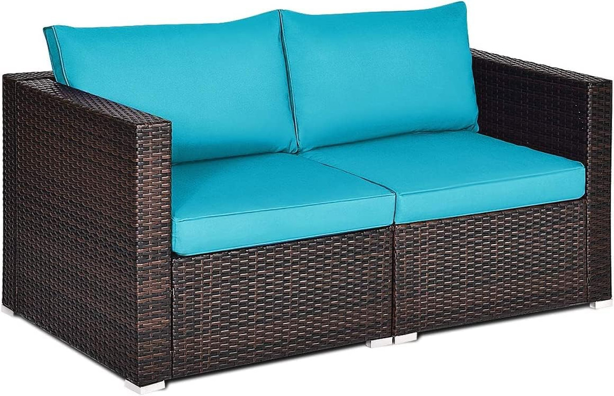 2PCS Rattan Corner Sofa Set – Chic Outdoor Patio Conversation Furniture