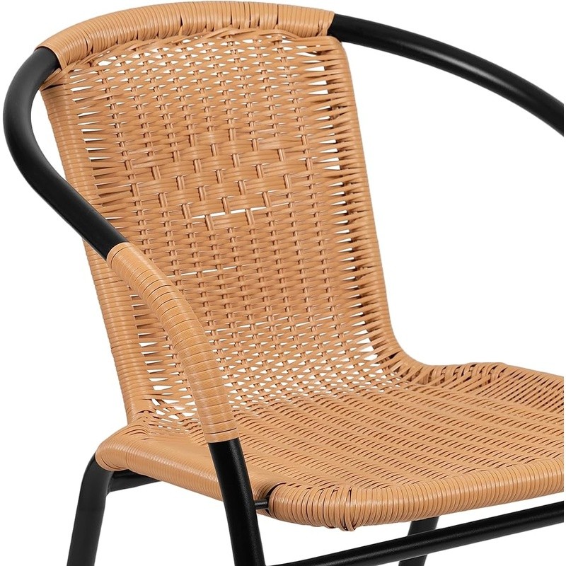 Contemporary Rattan Stacking Chairs Dining Room Bistro Patio Indoor Outdoor New