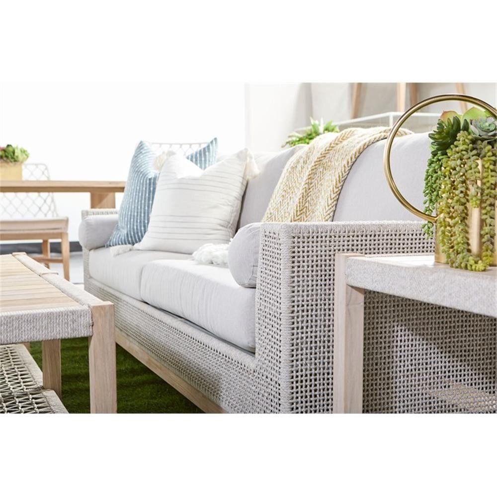 Maklaine Modern Transitional 90″ Fabric Outdoor Sofa in Gray