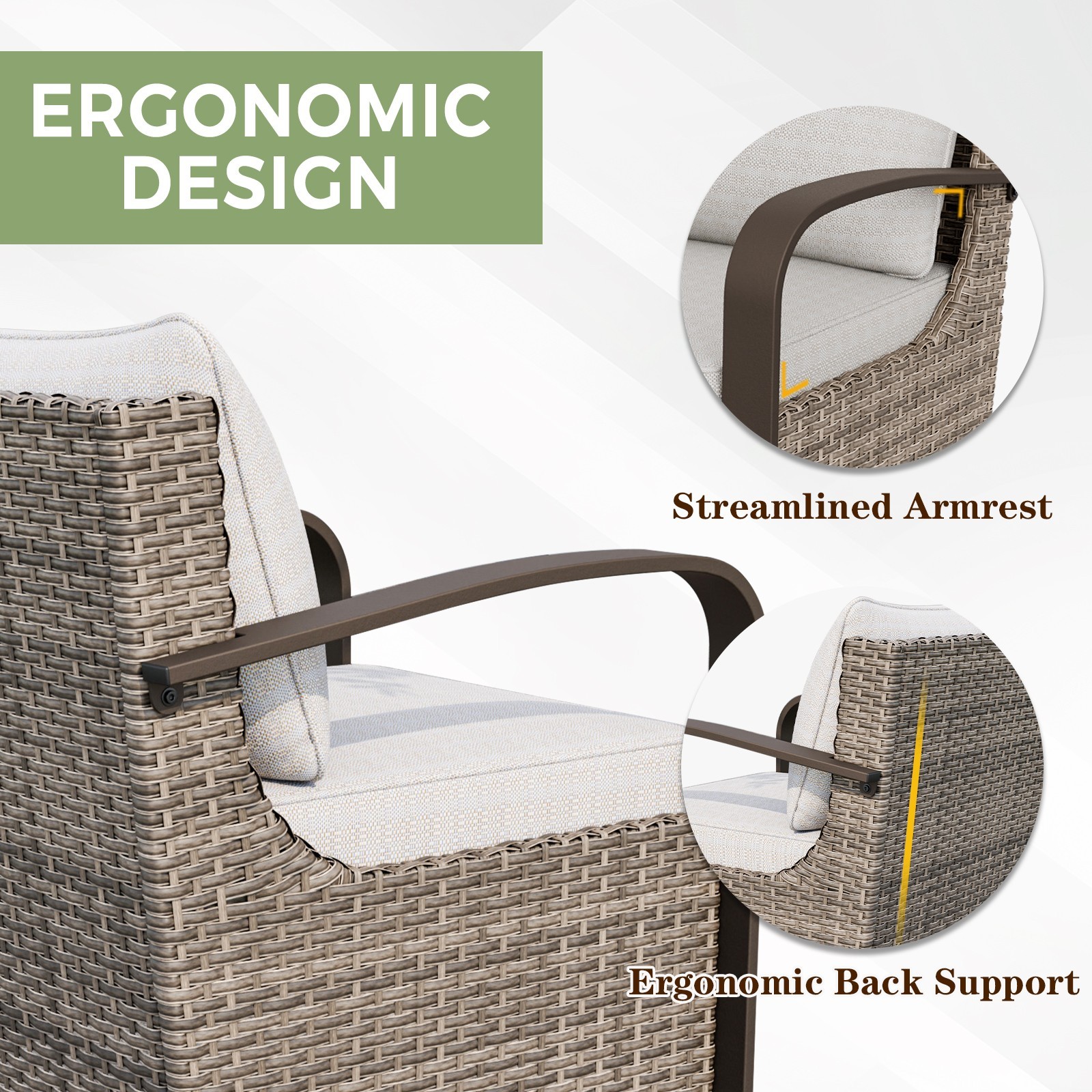 EAGLE PEAK 6PCS Outdoor Patio Furniture Set Wicker Conversation Set