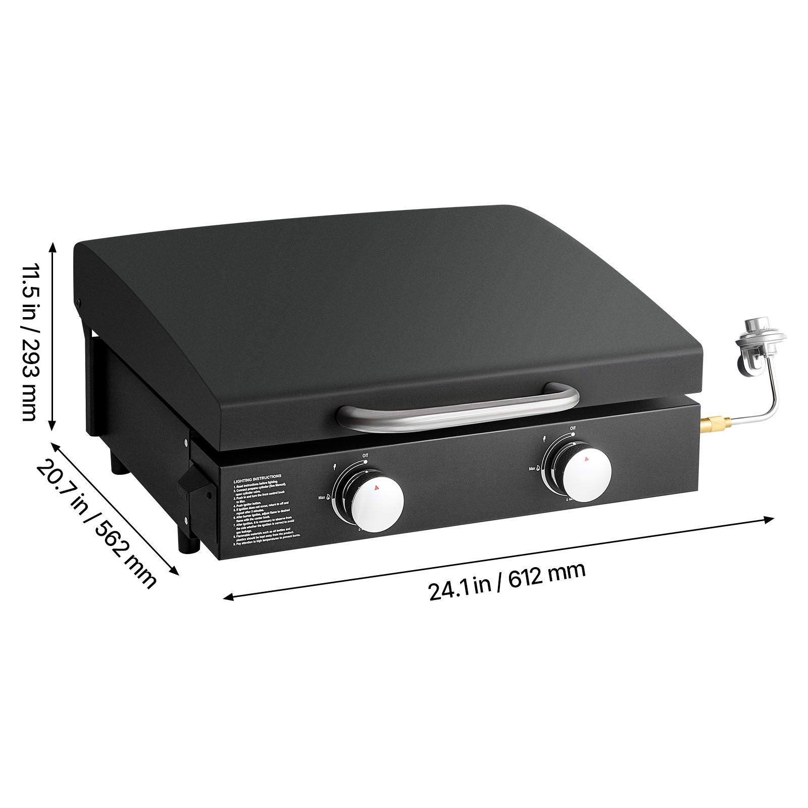 Gas Griddle, 2 Burner Tabletop Griddle, 22 inch Portable Griddles Propane with