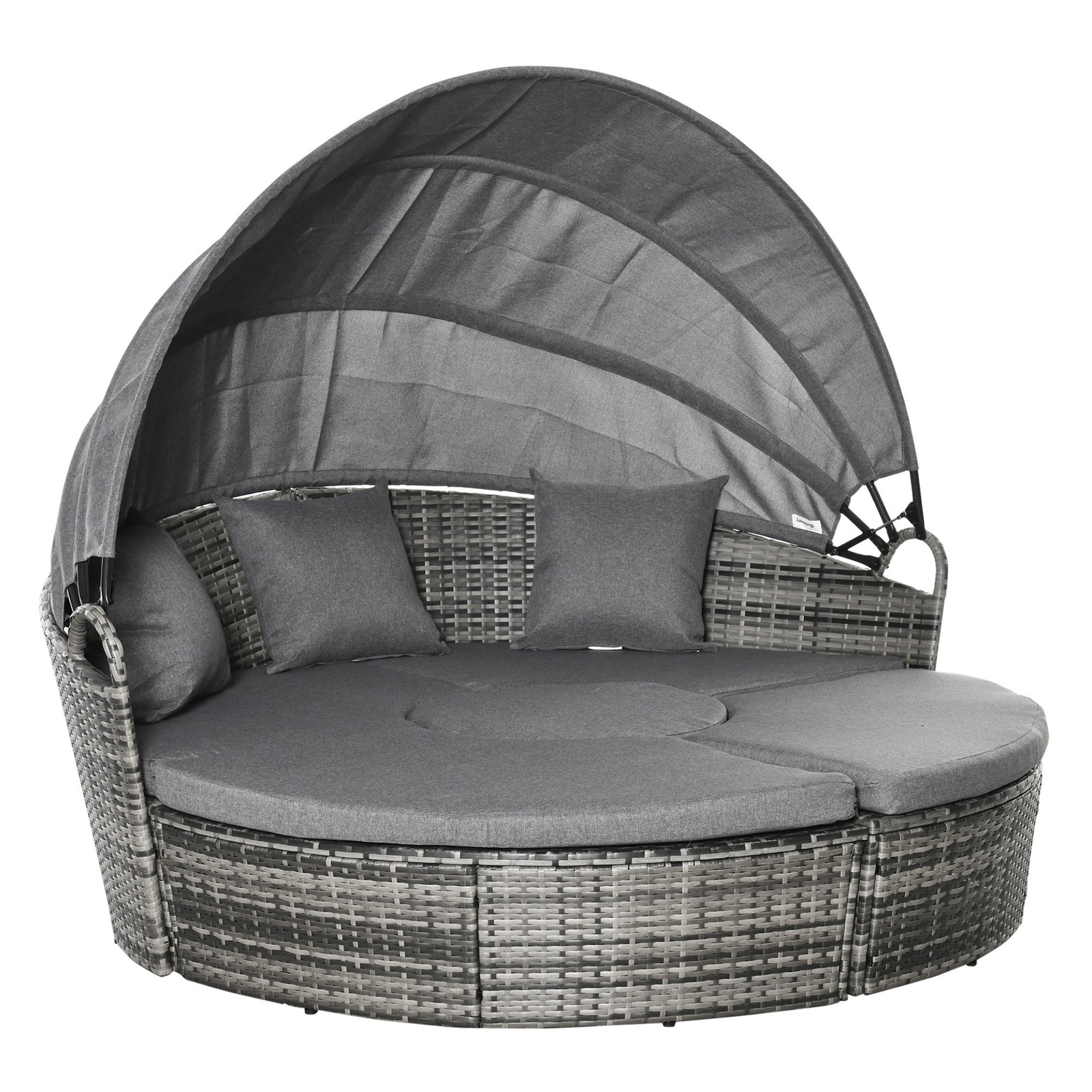 4 Piece Round Daybed Patio Outdoor Lounge Garden Furniture Set Sofa with Table