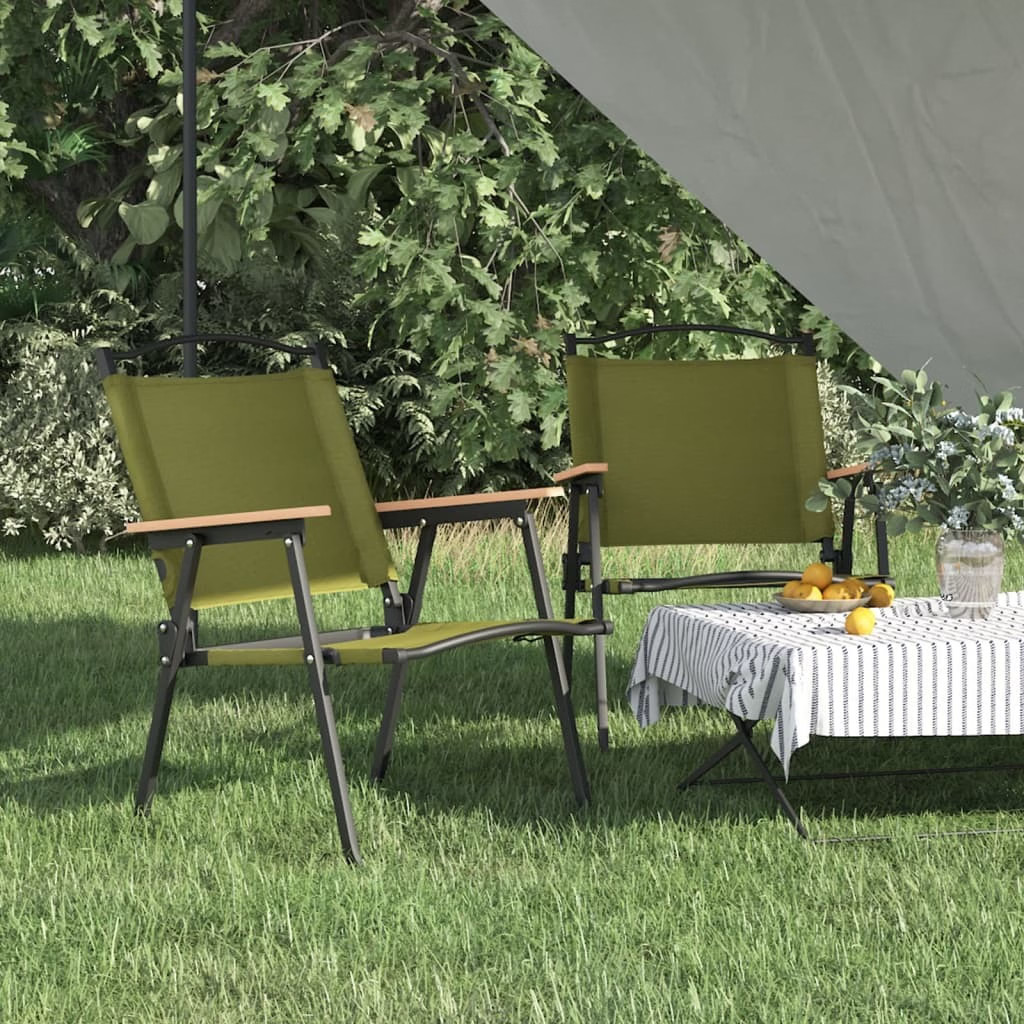 Camping Chairs 2 pcs Green 21.3″x21.7″x30.7″ Oxford Fabric