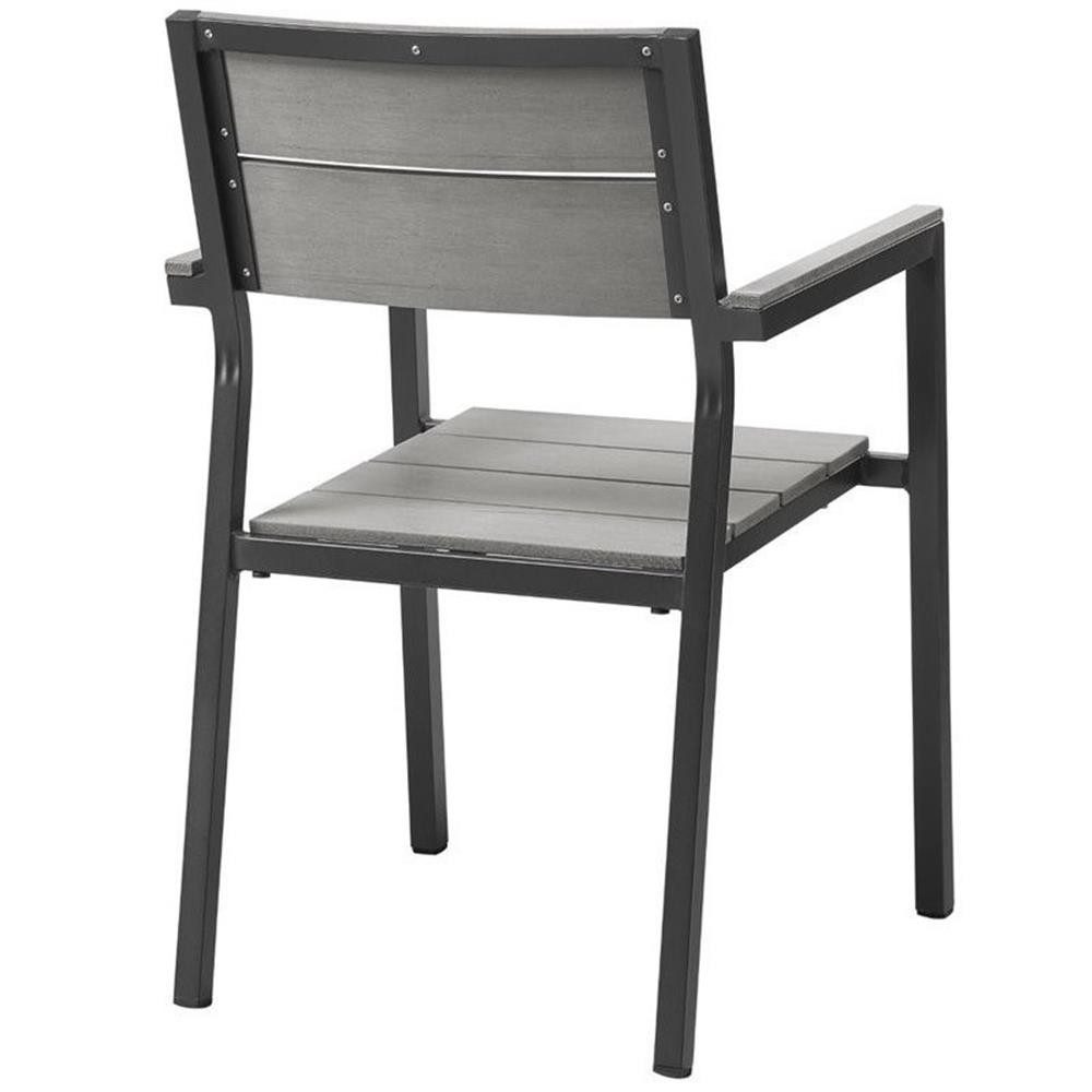 Modway Maine 7-Piece Modern Aluminum Patio Dining Set in Brown/Gray