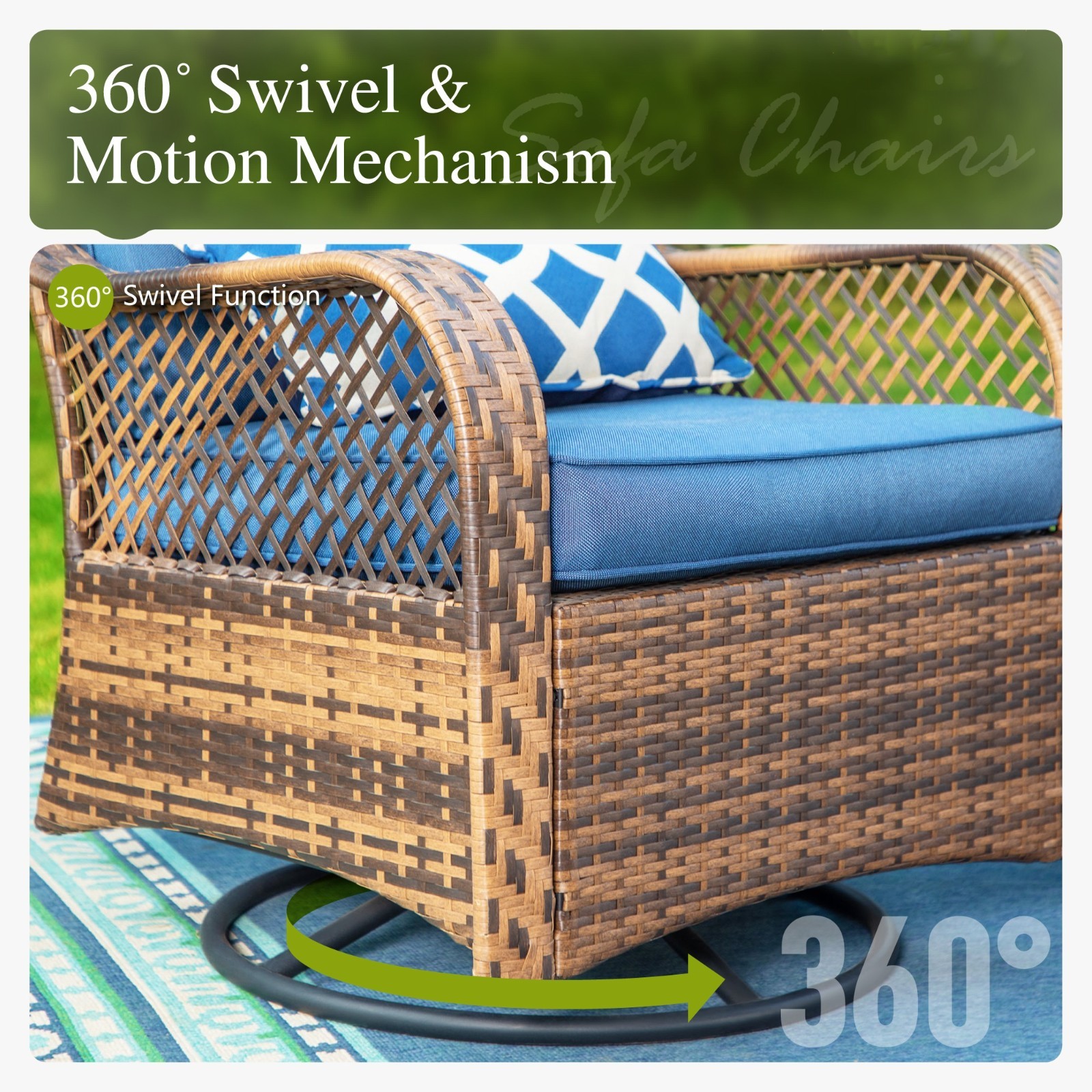 3Pcs Outdoor Furniture Patio Furniture Rattan Furniture Patio Conversation Set