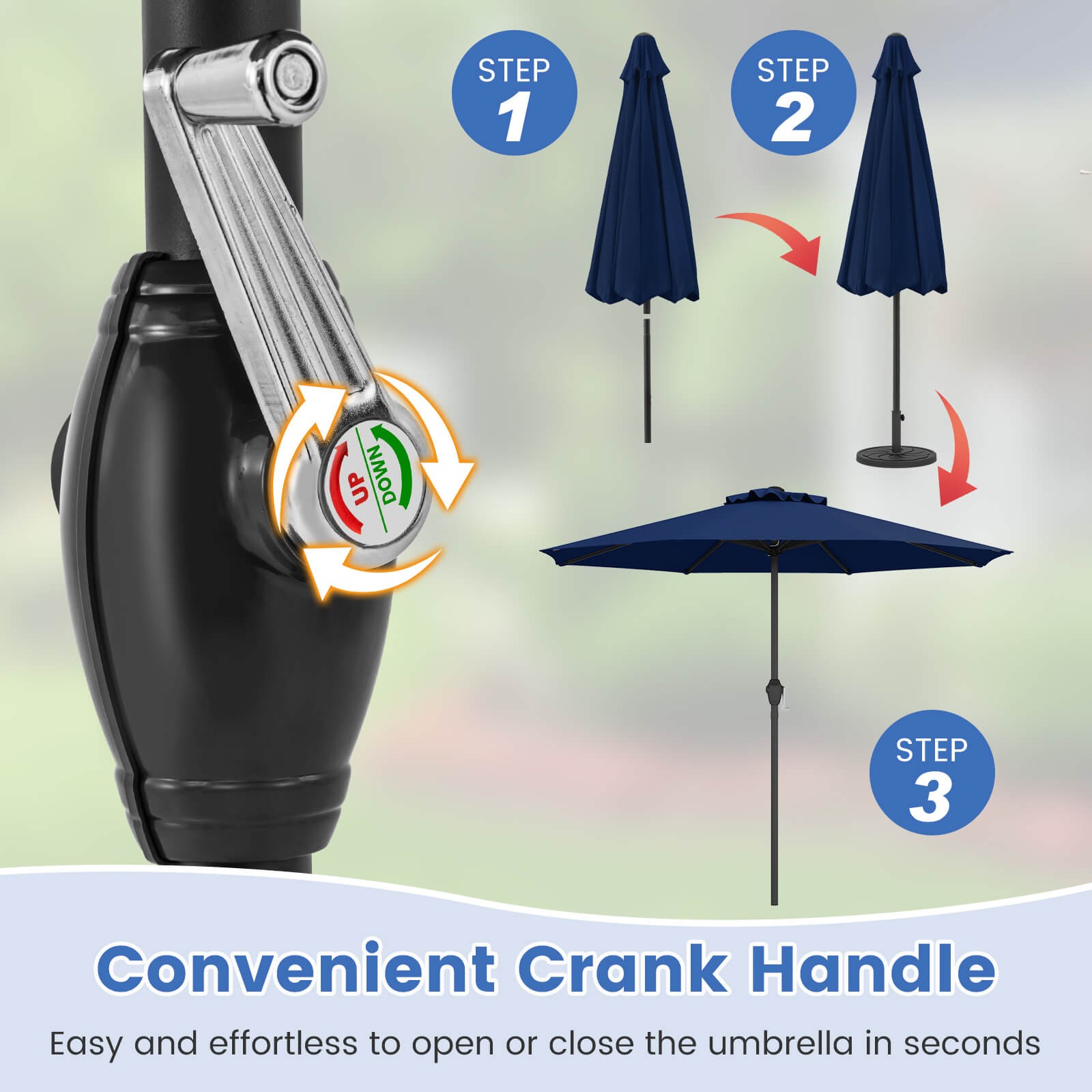 Outdoor Patio Umbrella Modern Table Umbrella with 8 Heavy Duty Ribs Sun-proof