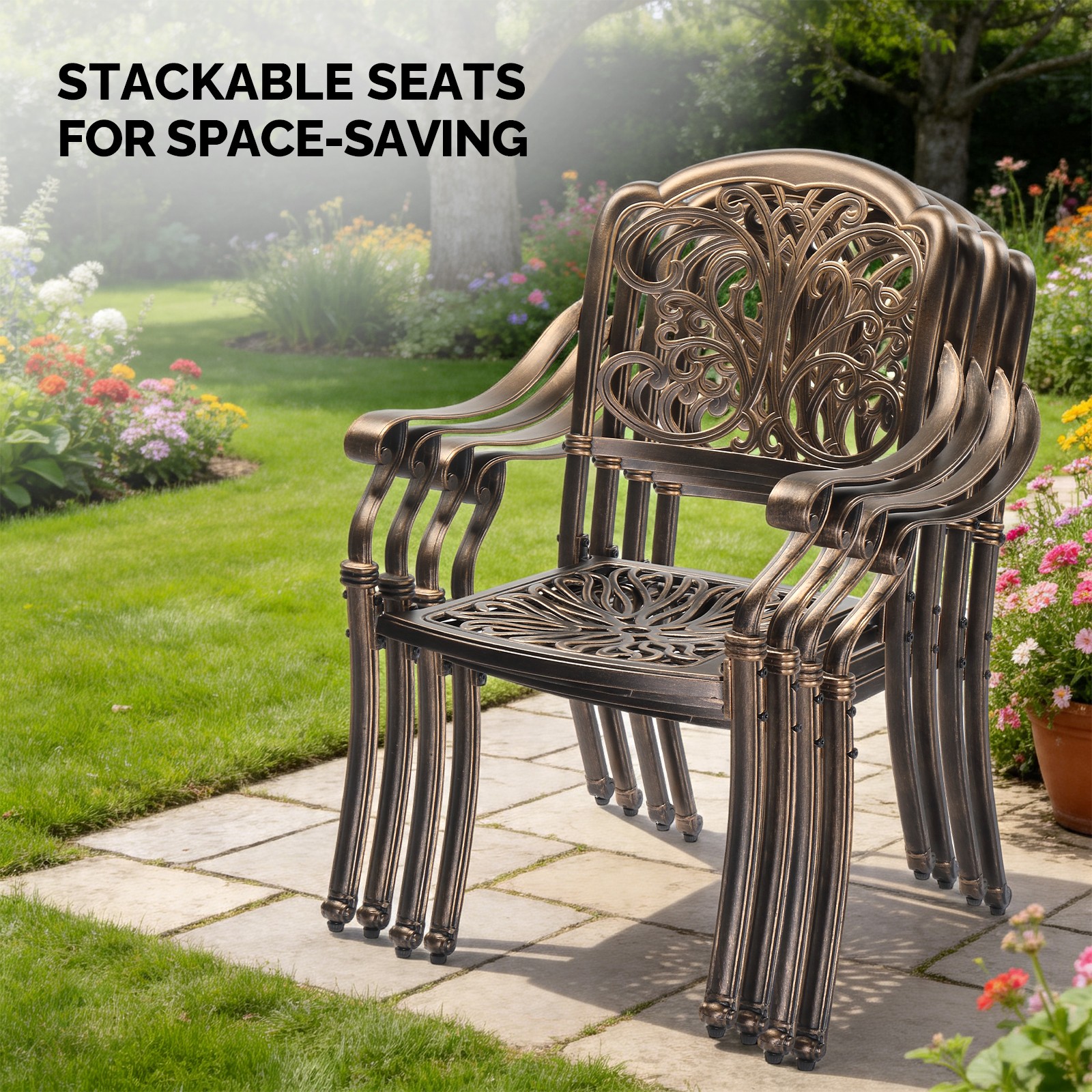 2PCS Patio Bistro Dining Furniture Set Iron Chairs for Indoor Outdoor Garden