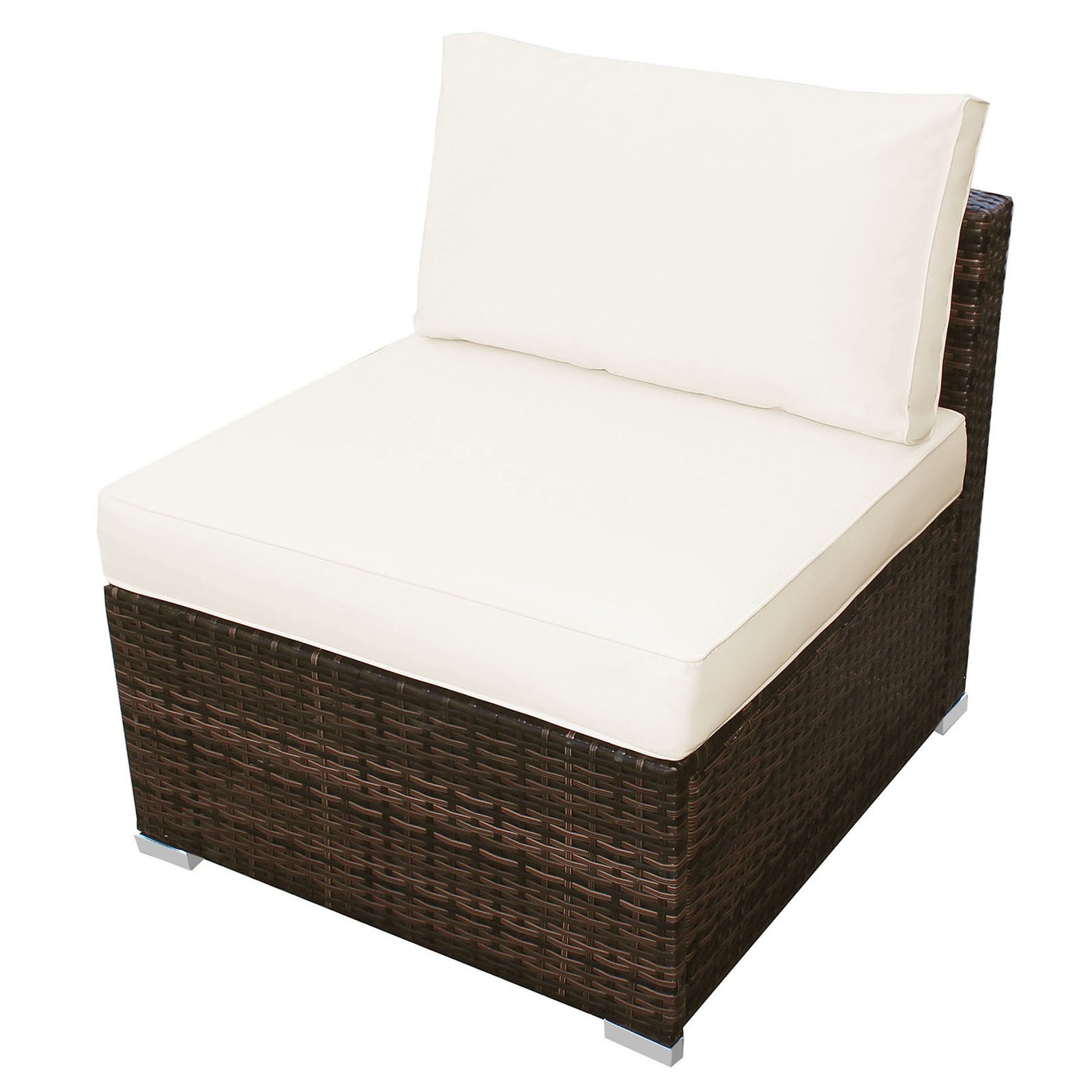 5PCS Outdoor Furniture Set Patio Rattan Armless Chair & Ottoman w/ Cushion