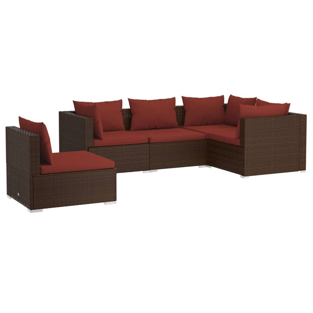 Patio Lounge Set Outdoor Sectional Sofa Set Table Garden Poly Rattan vidaXL