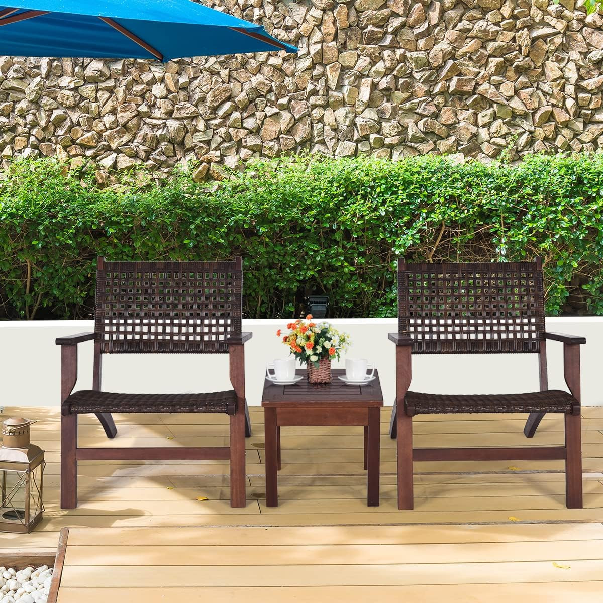 Chic 3-Piece Rattan Patio Set for Garden, Porch & Balcony Relaxation