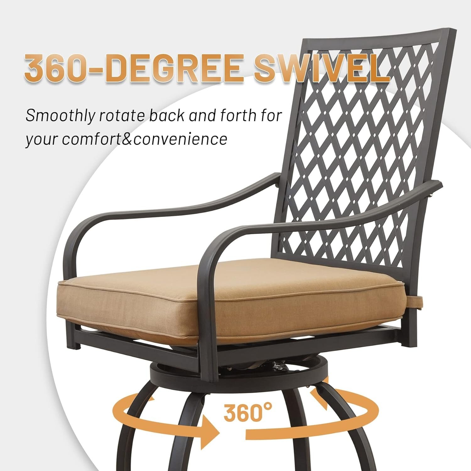 Domi 3 Piece Patio Bar Set w/Swivels Bar Stool&Table,Seat Cushion for Patio,Yard