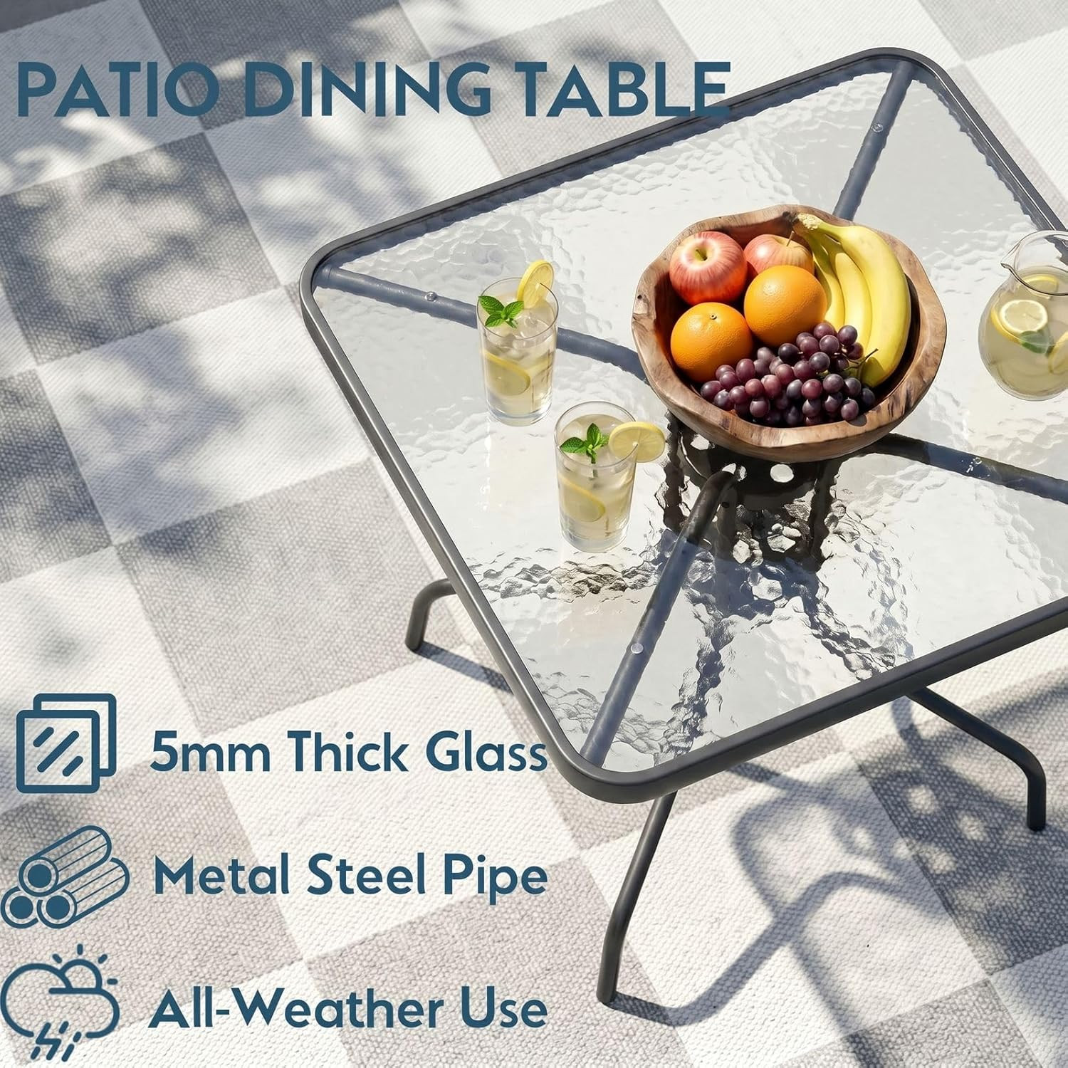 Arlopu 5 Piece Outdoor Patio Dining Set (Umbrella Not Included), Porch Furniture