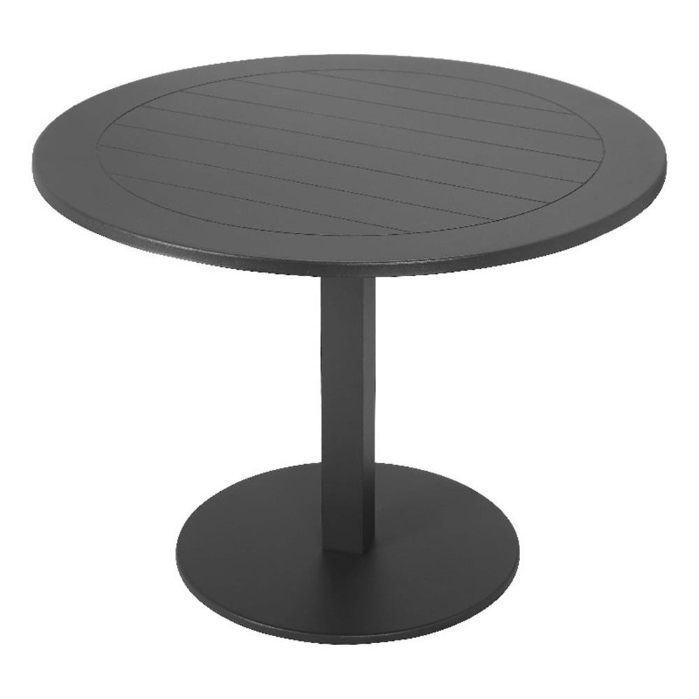 Pangea Home Sunset 30×35″ Modern Aluminum Round Dining Table in Gray Finish
