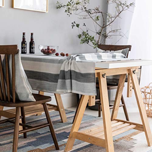 Square Tablecloth 52×52, Striped Table Cover for 52″ x 52″ (Square) 01 Grey
