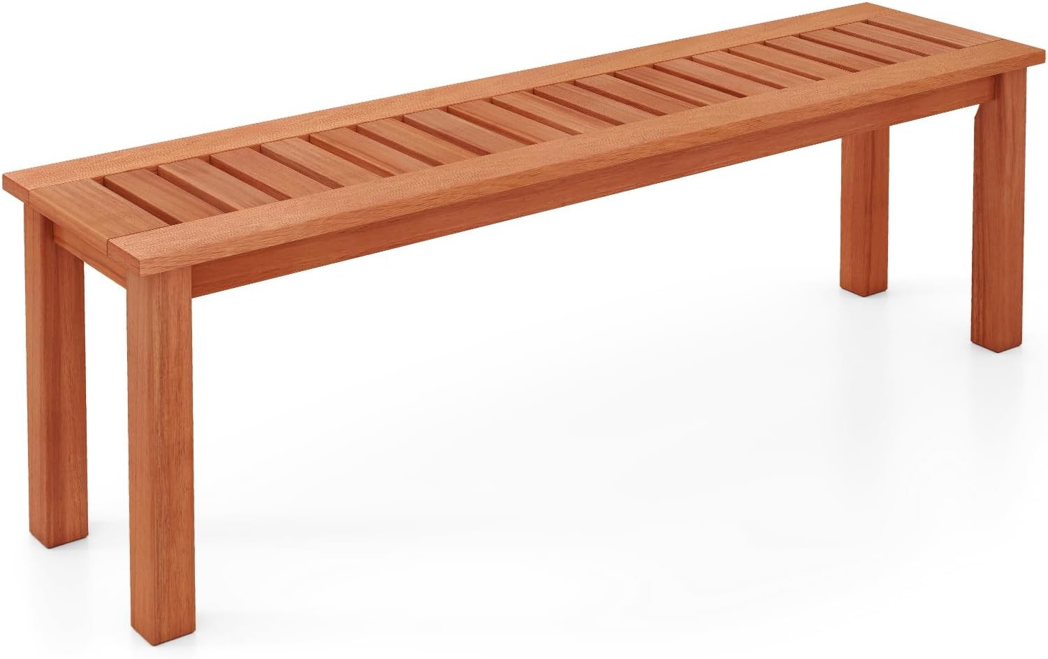 47″ Solid Wood Outdoor Bench, 705Lbs Capacity, Teak Finish, 2-Person Seat
