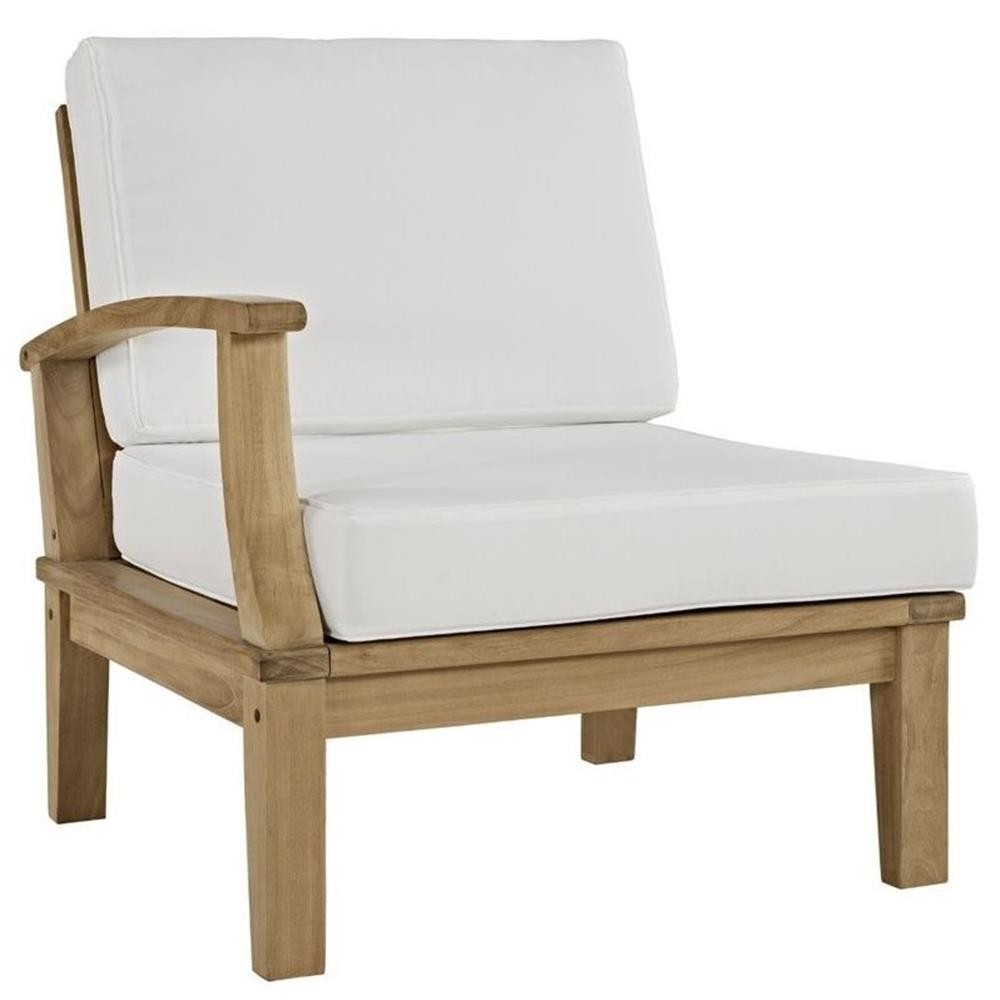 Modway Marina 9 Piece Outdoor Teak Sofa Set in Natural and White