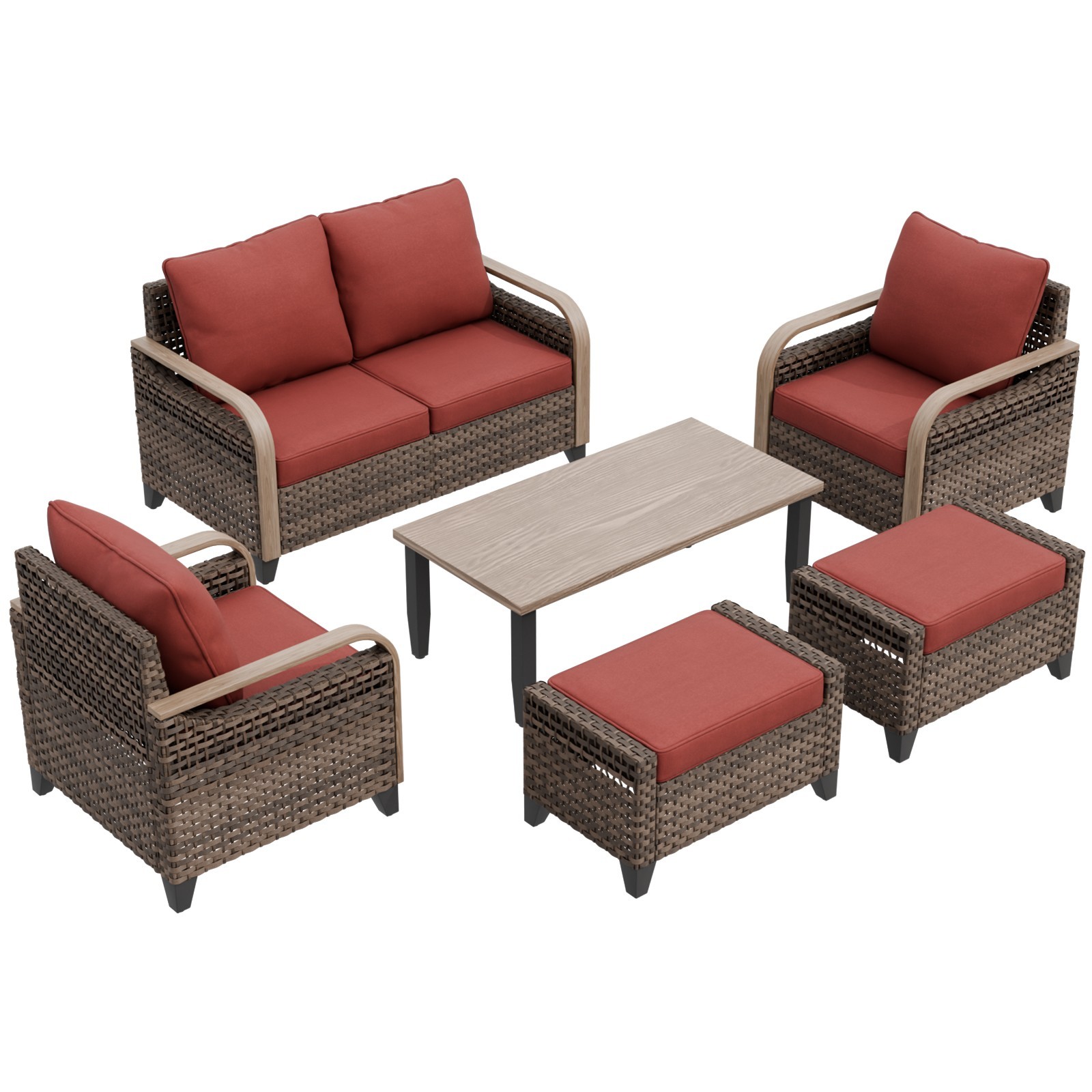 EAGLE PEAK 6 Piece Wicker Outdoor Patio Furniture Set