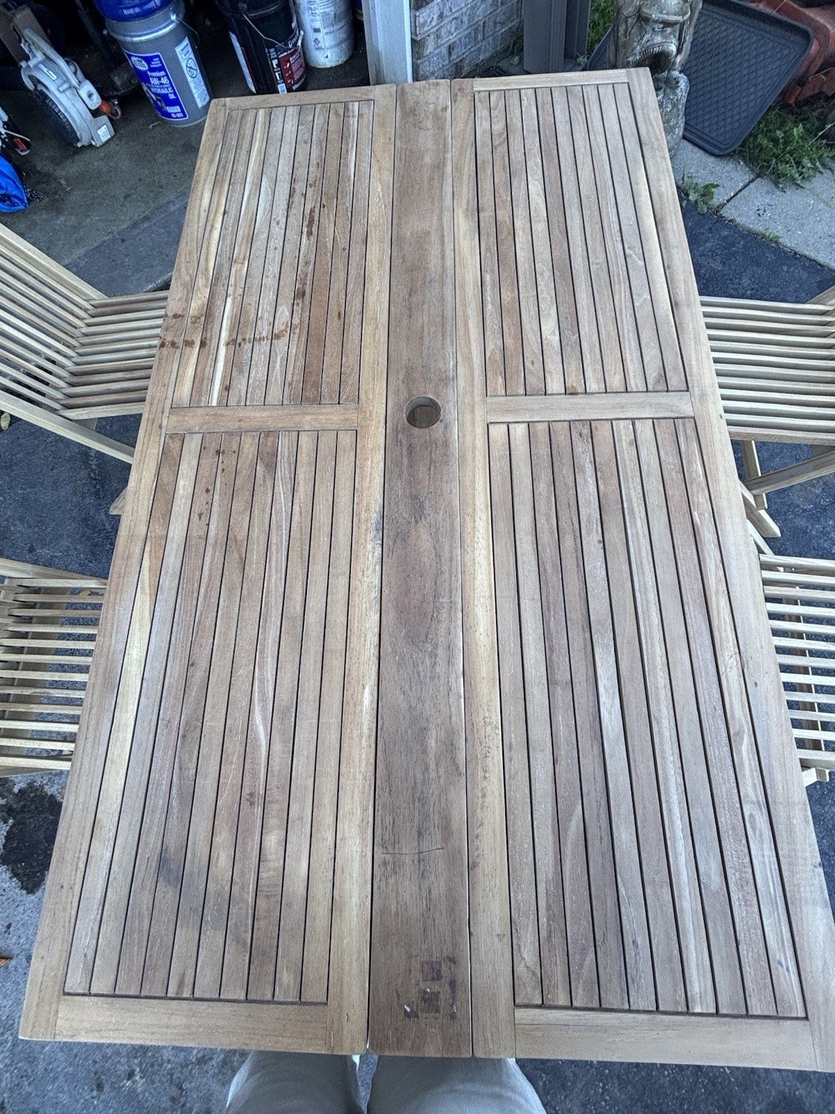 Solid Teak Wood Outdoor Dining Table Set – 4 Chairs + Folding Table