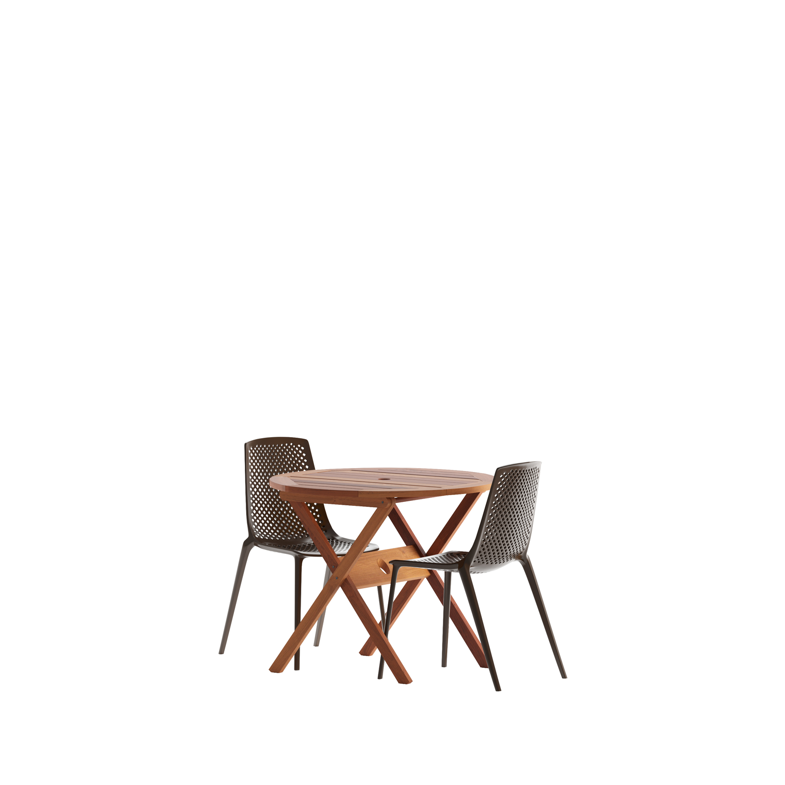 Amazonia Blomard 3-Piece Outdoor Dining Set | Eucalyptus | Brown Chairs
