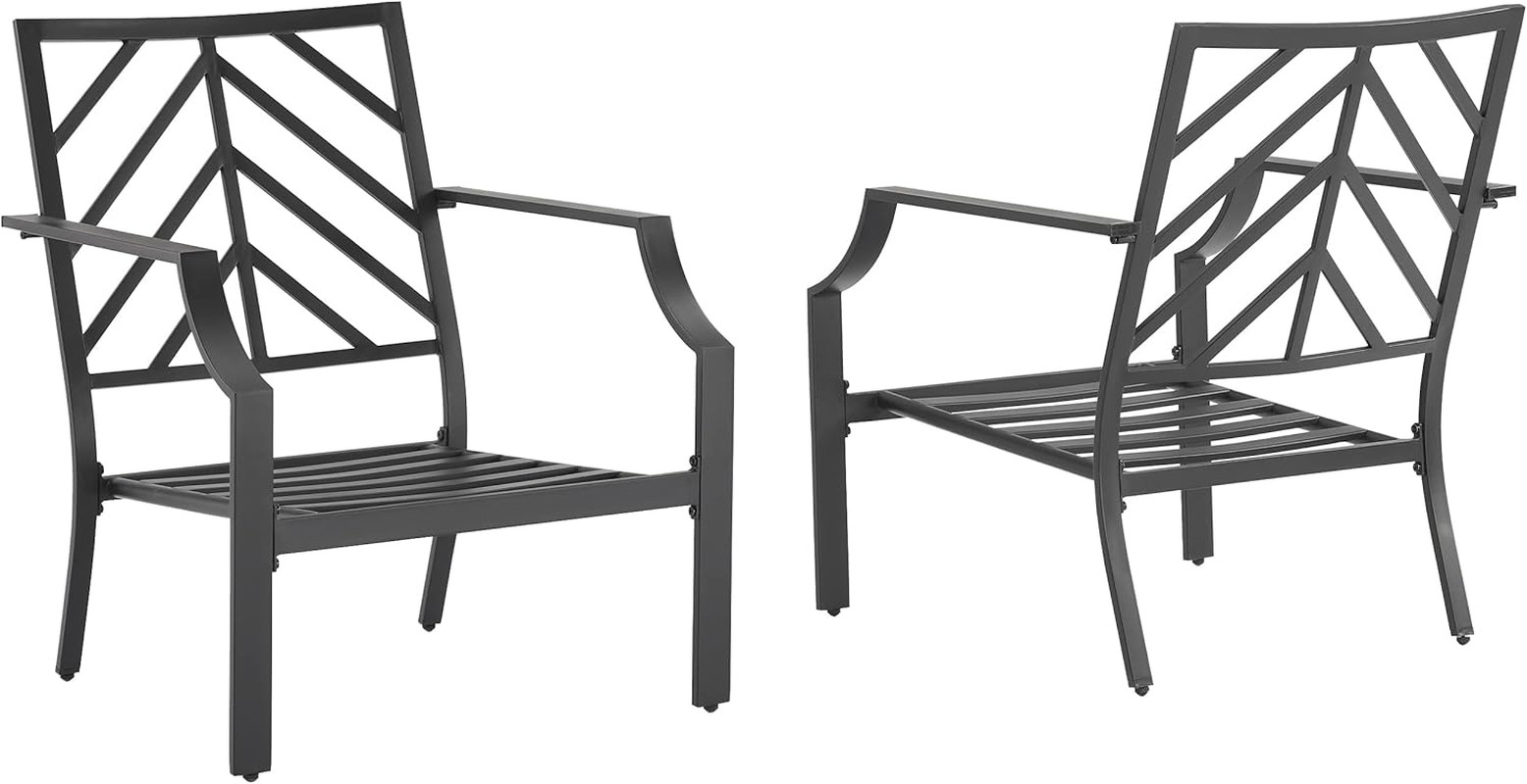 Otto Matte Black Outdoor Chair Set with Gray Cushions – 2 Pieces