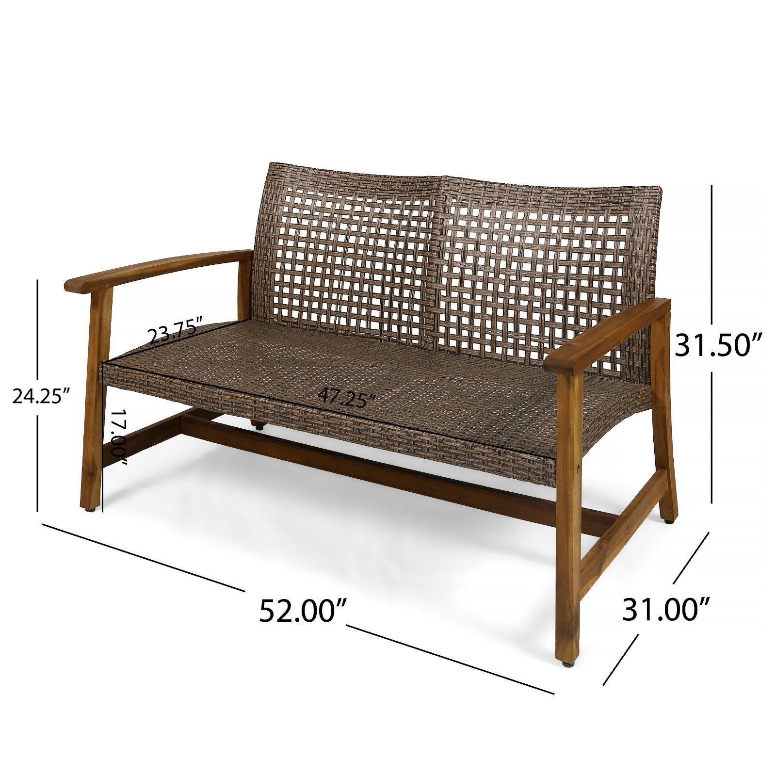 Augusta Outdoor 6 Piece Wood and Wicker Chat Set with Fire Pit
