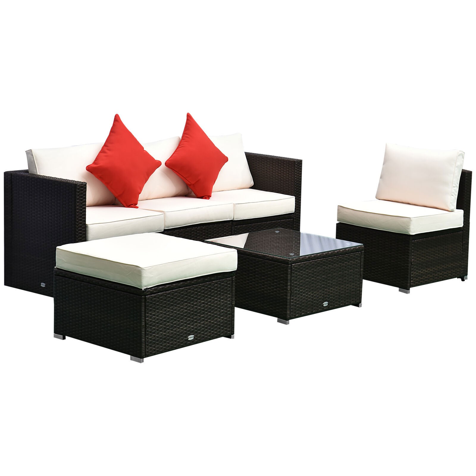 6 Piece Patio Furniture Set Outdoor Rattan Conversation Couch Sectional Sofa