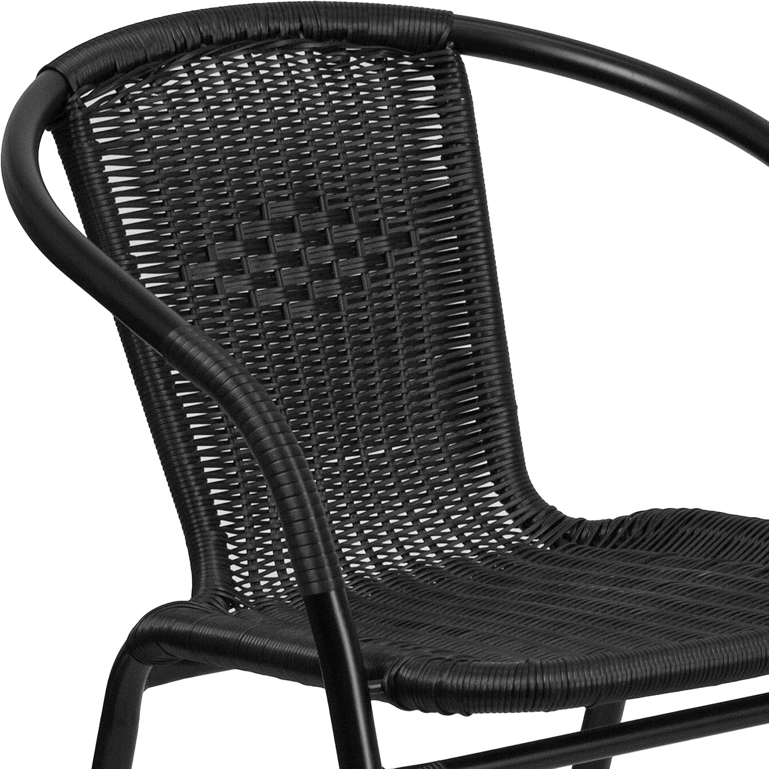 Lila Modern Rattan Indoor/Outdoor Stackable Dining Chairs, Stacking Rattan Bistr