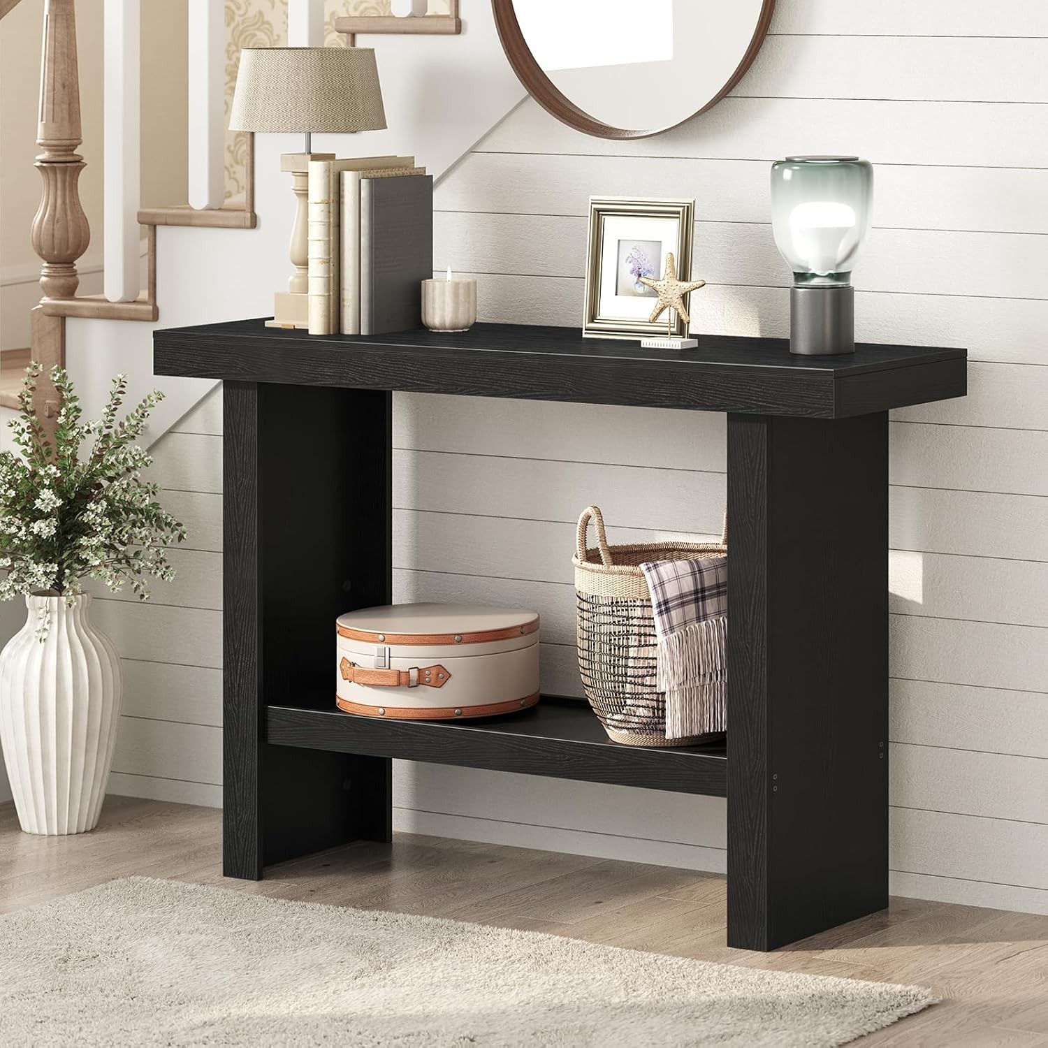 Console Table, 39.4” Bla Entryway Table for Hallway, Narrow