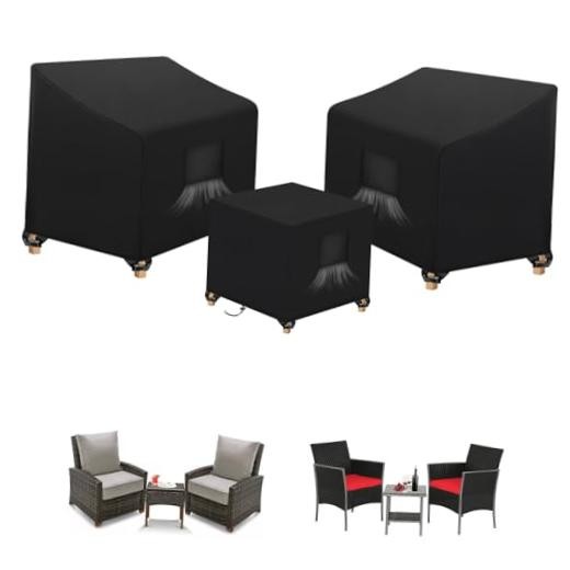 3 Piece Outdoor Veranda Patio Garden Furniture 3-set-cover_210D Black-210d