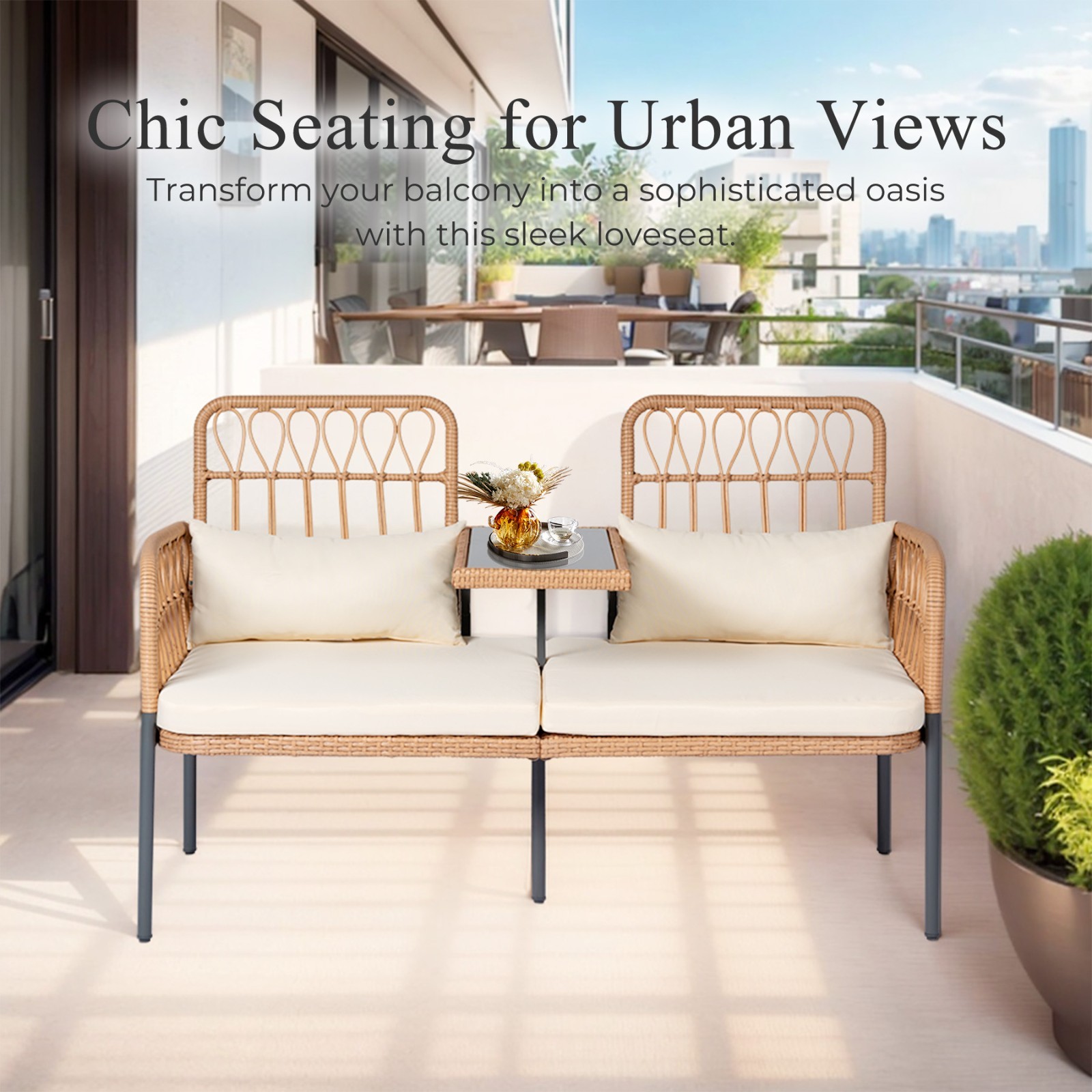 High quality three piece rattan couple chair with cushion outdoor furniture sofa