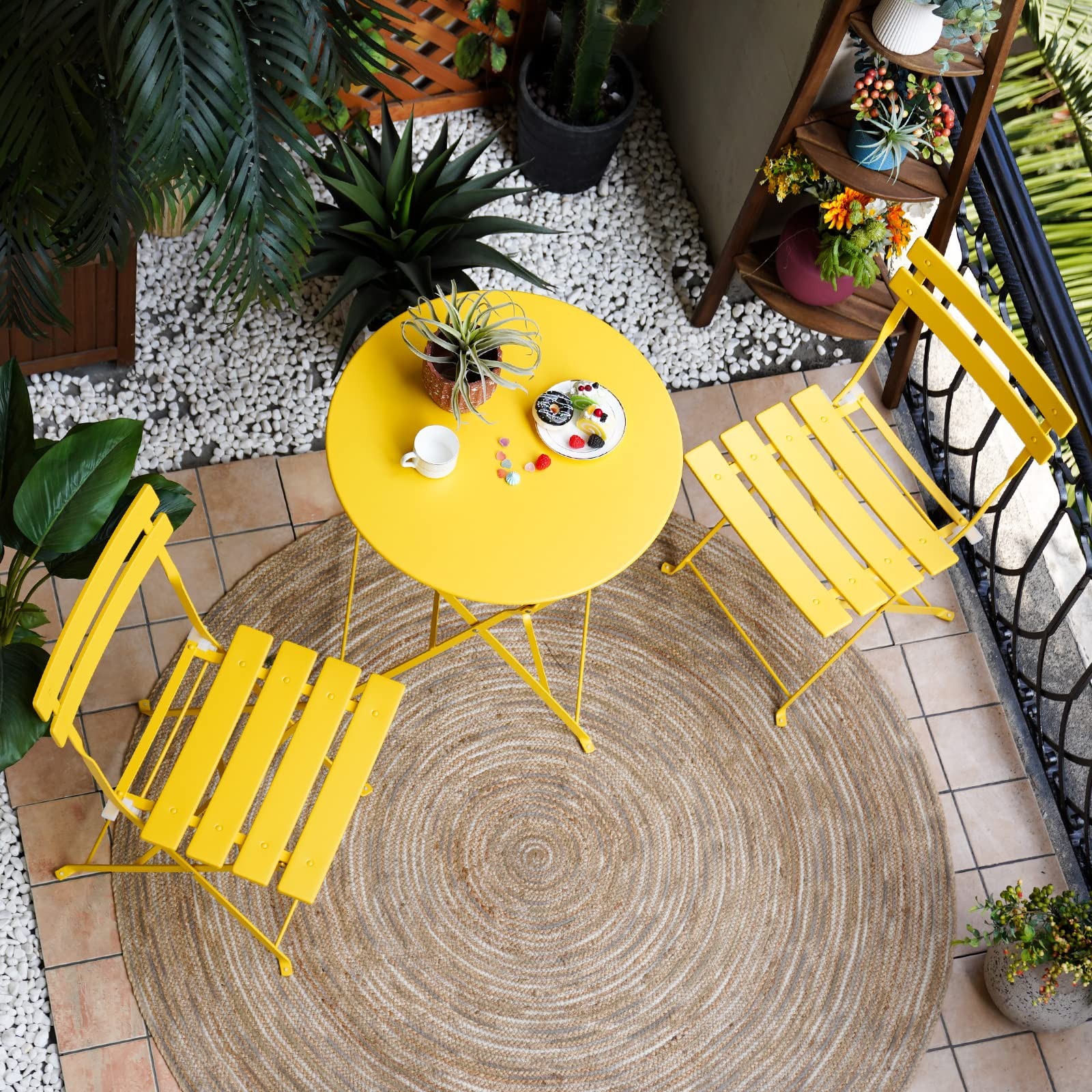 Grand patio 3-Piece Folding Bistro Set, 2 Chairs and 1 Table, Weather-Resistant