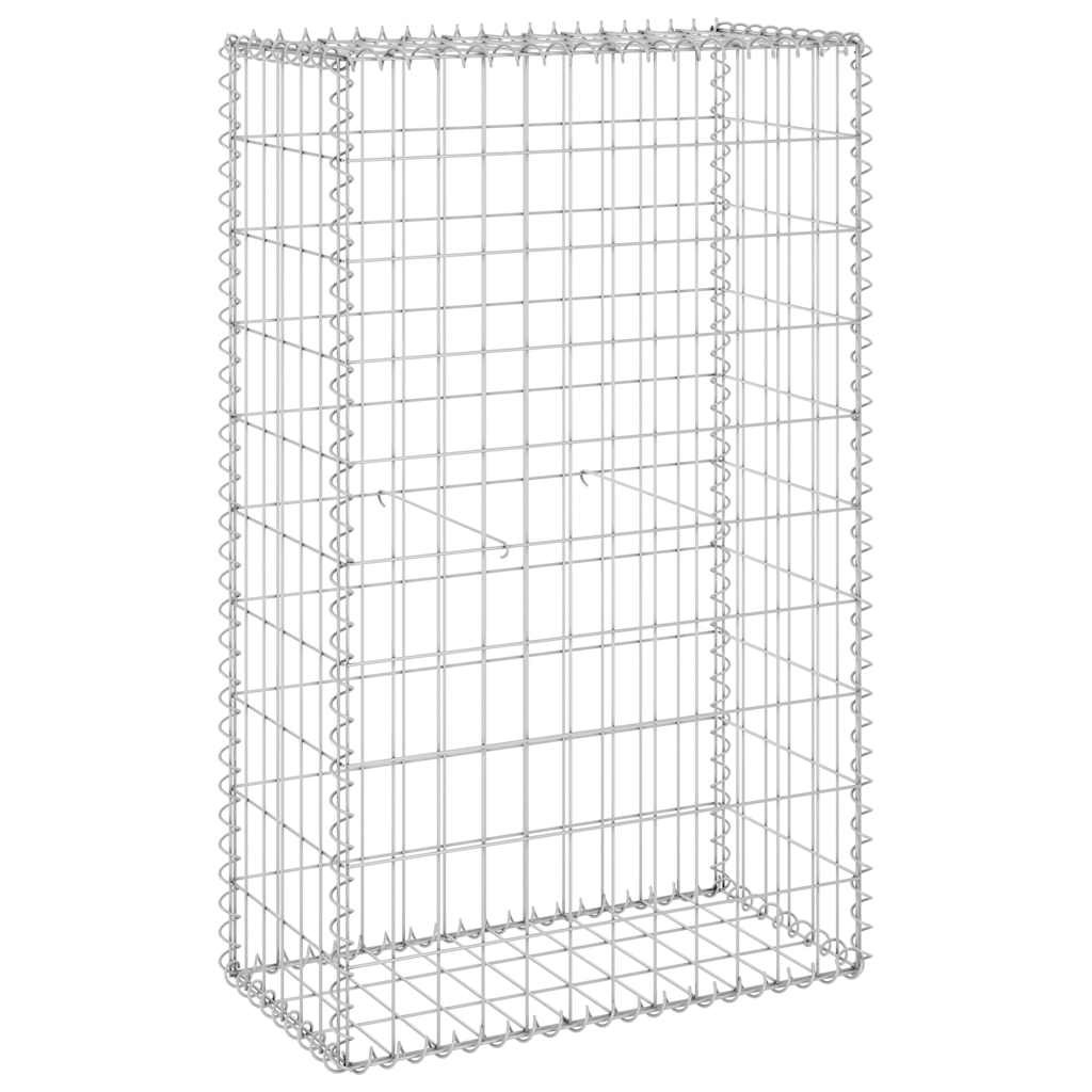 Gabion Wall Gabion Basket Post Gabion Wall with Covers Galvanized Steel vidaXL